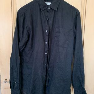 Black linen Uniqlo long sleeve button down
